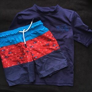 Cat & Jack swim shorts and rash guard, size 5
